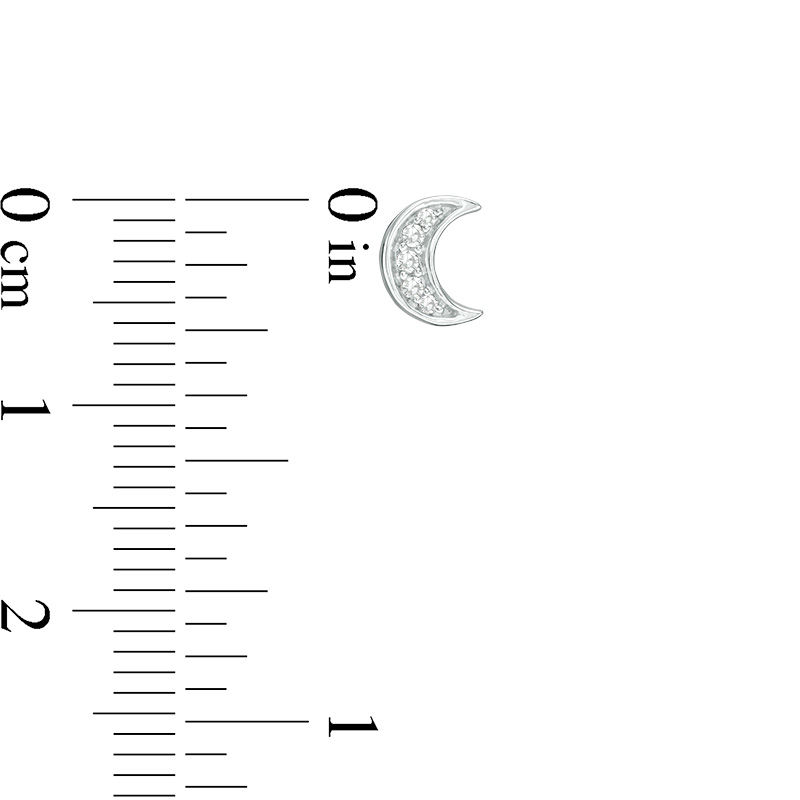 Main Image 3 of 0.04 CT. T.W. Diamond Crescent Moon Stud Earrings in 10K White Gold