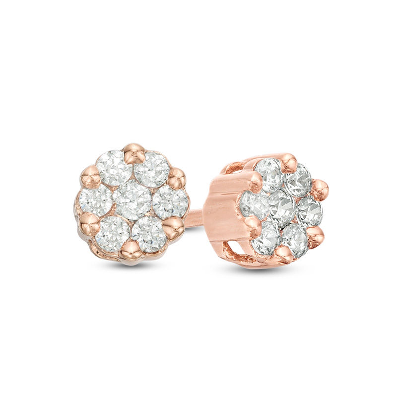 0.20 CT. T.W. Composite Diamond Flower Stud Earrings in 10K Rose Gold ...