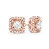 Thumbnail Image 0 of 0.63 CT. T.W. Certified Canadian Diamond Cushion Frame Vintage-Style Stud Earrings in 10K Rose Gold (I/I1)