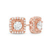 Thumbnail Image 1 of 0.63 CT. T.W. Certified Canadian Diamond Cushion Frame Vintage-Style Stud Earrings in 10K Rose Gold (I/I1)