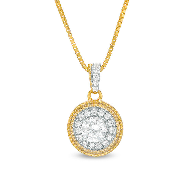 0.32 CT. T.W. Certified Canadian Diamond Frame Vintage-Style Drop Pendant in 10K Gold (I/I1)