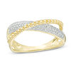Thumbnail Image 0 of 0.23 CT. T.W. Diamond and Beaded Crossover Ring in 10K Gold