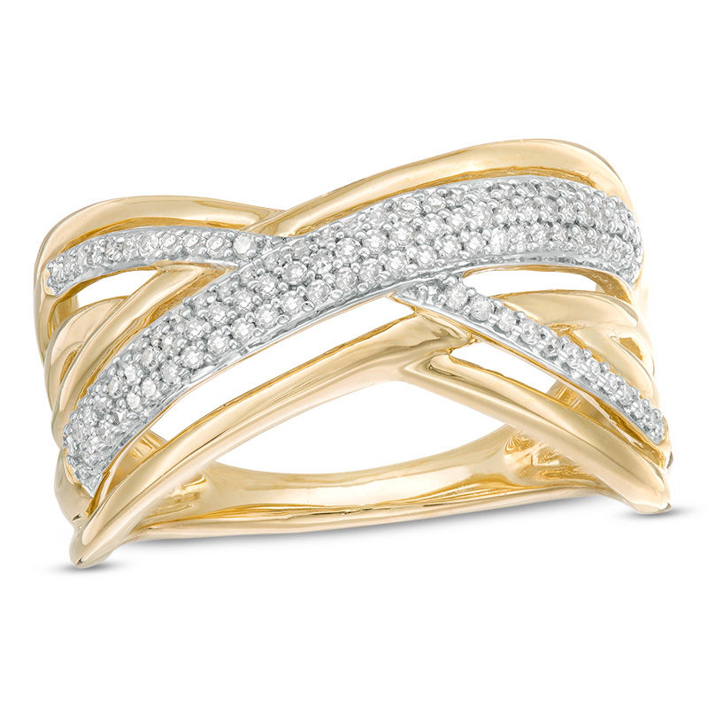 0.25 CT. T.W. Diamond Crossover Ring in 10K Gold