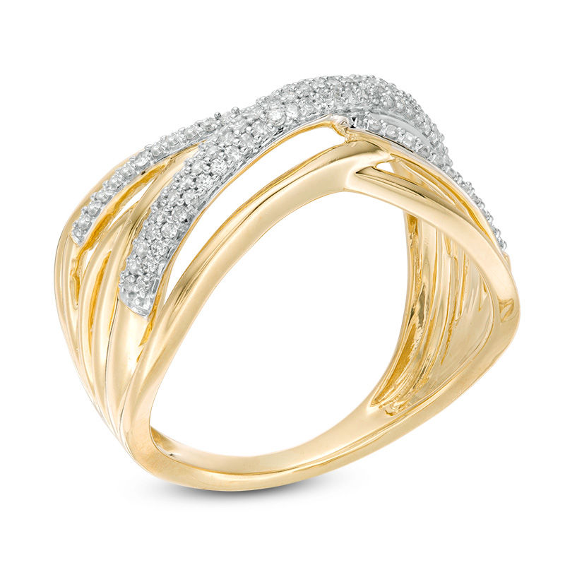 0.25 CT. T.W. Diamond Crossover Ring in 10K Gold