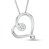 Thumbnail Image 0 of 0.10 CT. T.W. Composite Diamond Tilted Heart Pendant in Sterling Silver