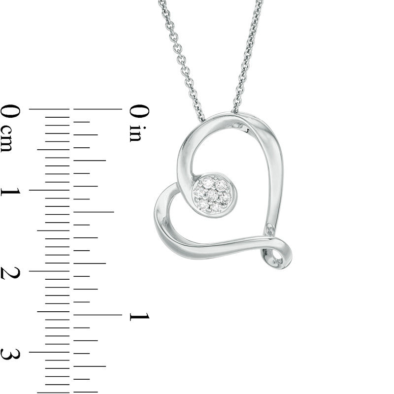 0.10 CT. T.W. Composite Diamond Tilted Heart Pendant in Sterling Silver