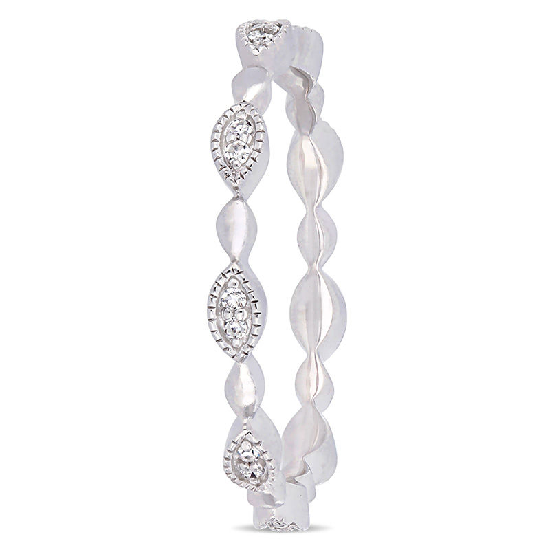 Main Image 3 of 0.09 CT. T.W. Diamond Alternating Marquise Vintage-Style Stackable Band in 10K White Gold