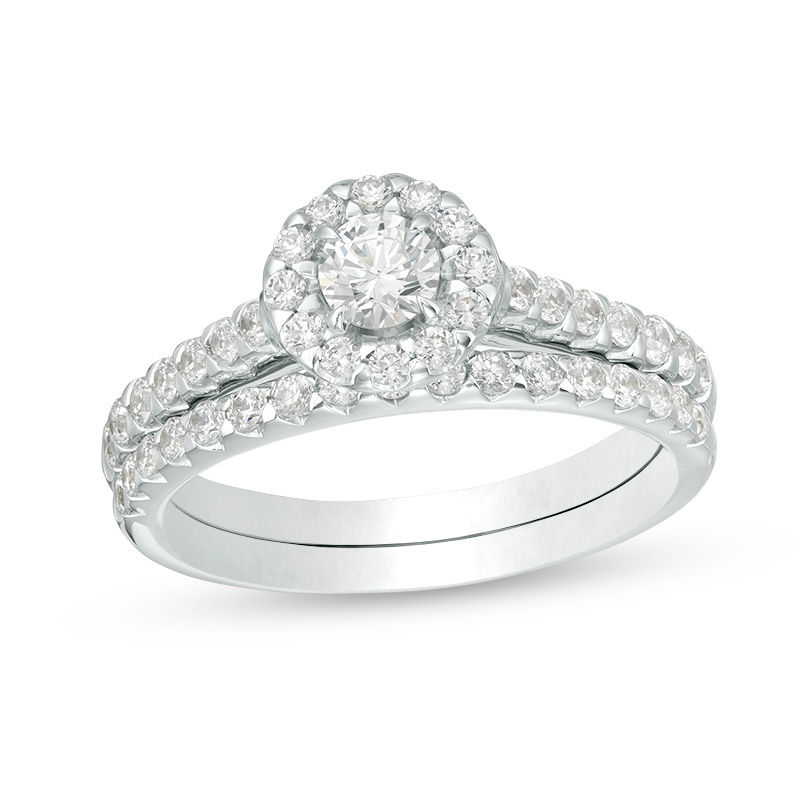 Main Image 1 of 1.00 CT. T.W. Diamond Frame Bridal Set in 14K White Gold