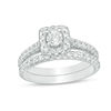Thumbnail Image 1 of 1.00 CT. T.W. Diamond Cushion Frame Bridal Set in 14K White Gold