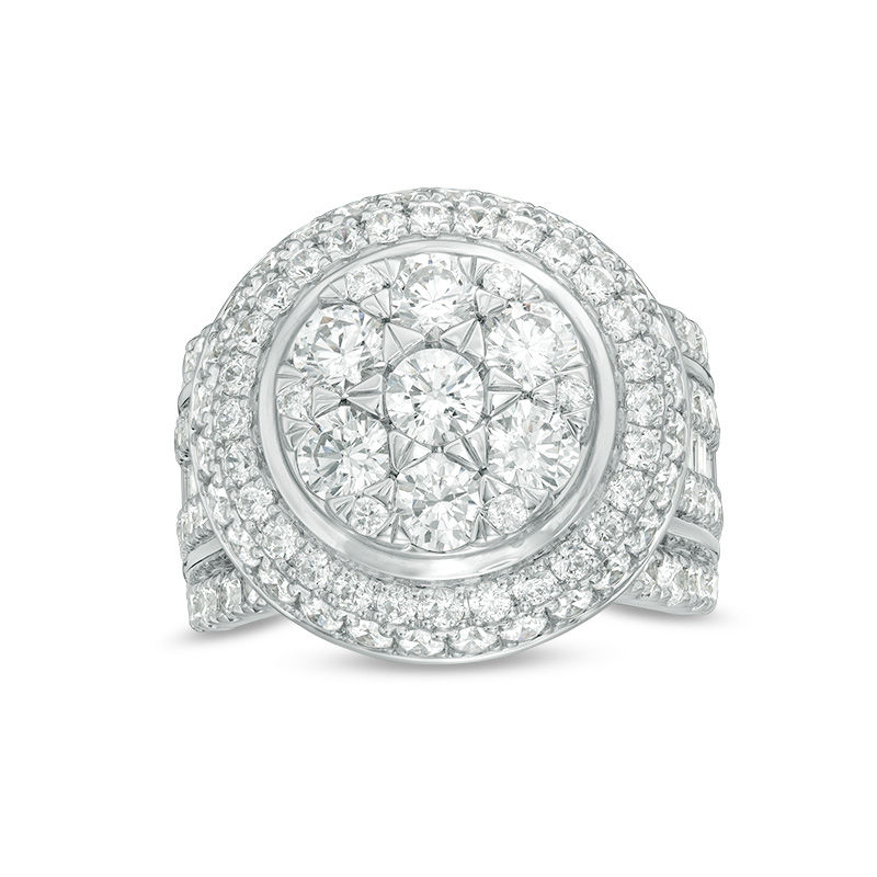 Main Image 1 of 5.00 CT. T.W. Composite Diamond Multi-Row Dome Engagement Ring in 14K White Gold