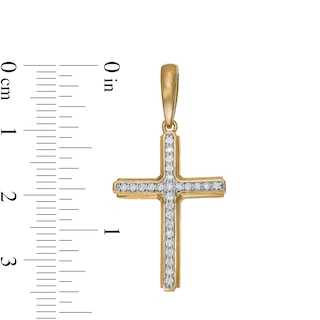 Men's 0.20 CT. T.W. Diamond Layered Cross Necklace Charm in 10K Gold