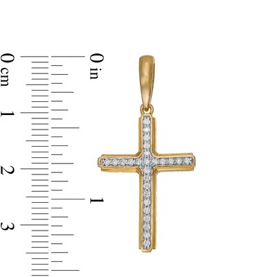 Men's 0.20 CT. T.W. Diamond Layered Cross Necklace Charm in 10K Gold
