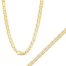 Italian Gold Men's 3.1mm Mariner Chain Necklace and Bracelet Set in 14K Gold