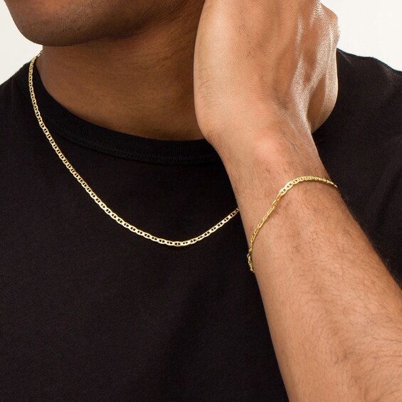 Men's 3.1mm Mariner Chain Necklace and Bracelet Set in 14K Gold
