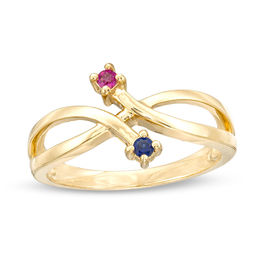 Mother's Birthstone Orbit Bypass Ring (2 Stones)
