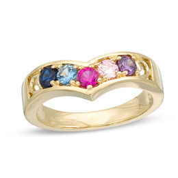 Mother's Birthstone Chevron Ring (2-7 Stones)