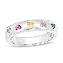 Mother's Birthstone Alternating Hearts Ring (2-5 Stones)