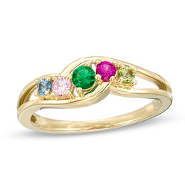 Mother's Birthstone Split Shank Bypass Ring (3-7 Stones)