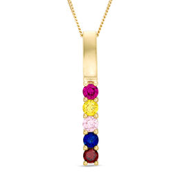 Mother's Birthstone Linear Bar Pendant (3-7 Stones)