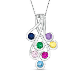 Mother's Birthstone Swirling Ribbons Pendant (3-7 Stones)