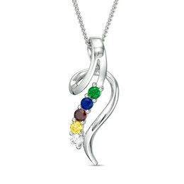 Mother's Birthstone Abstract Ribbon Pendant (1-5 Stones)