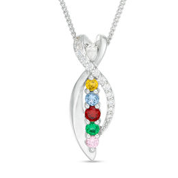 Mother's Birthstone and 0.07 CT. T.W. Diamond Infinity Pendant (5 Stones)
