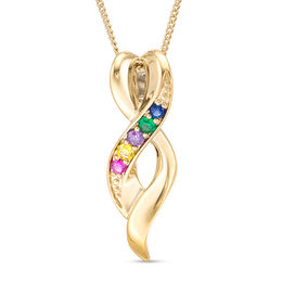 Mother's Birthstone Infinity Ribbon Pendant (1-5 Stones)