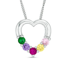 Mother's Birthstone Heart Pendant (3-7 Stones)