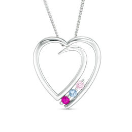 Mother's Birthstone Looping Heart Pendant (3 Stones)