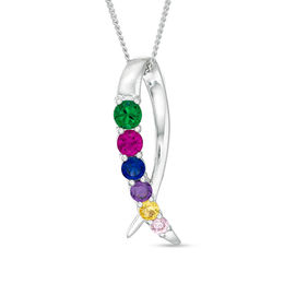 Mother's Birthstone Ribbon Pendant (2-7 Stones)