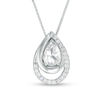 Thumbnail Image 0 of Pear-Shaped Lab-Created White Sapphire Spiral Three-in-One Pendant in Sterling Silver