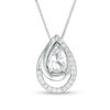 Thumbnail Image 1 of Pear-Shaped Lab-Created White Sapphire Spiral Three-in-One Pendant in Sterling Silver