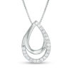 Thumbnail Image 2 of Pear-Shaped Lab-Created White Sapphire Spiral Three-in-One Pendant in Sterling Silver