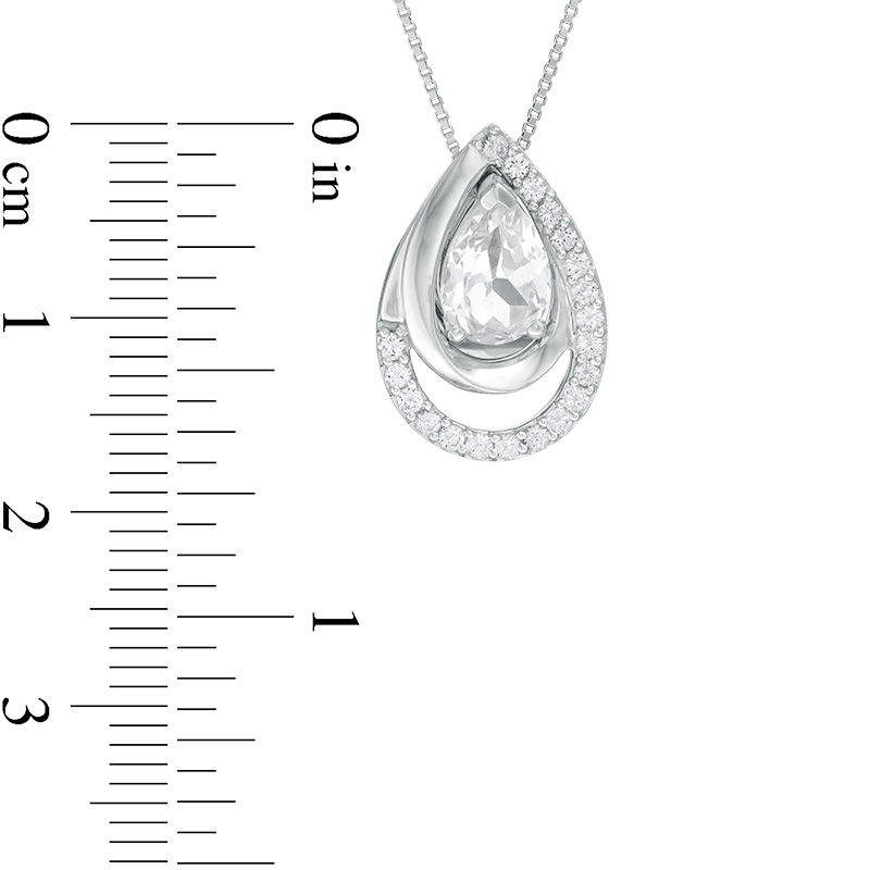 Pear-Shaped Lab-Created White Sapphire Spiral Three-in-One Pendant in Sterling Silver