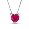 Thumbnail Image 2 of 7.0mm Heart-Shaped Lab-Created Ruby and White Sapphire Frame Three-in-One Pendant in Sterling Silver