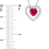 Thumbnail Image 3 of 7.0mm Heart-Shaped Lab-Created Ruby and White Sapphire Frame Three-in-One Pendant in Sterling Silver