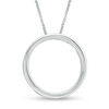 Thumbnail Image 1 of 6.0mm Lab-Created Blue and White Sapphire Orbit Frame Three-in-One Pendant in Sterling Silver
