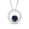 Thumbnail Image 2 of 6.0mm Lab-Created Blue and White Sapphire Orbit Frame Three-in-One Pendant in Sterling Silver