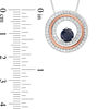 Thumbnail Image 3 of 6.0mm Lab-Created Blue and White Sapphire Double Frame Three-in-One Pendant in Sterling Silver and 10K Rose Gold