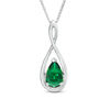 Thumbnail Image 2 of Pear-Shaped Lab-Created Emerald and White Sapphire Intertwining Infinity Three-in-One Pendant in Sterling Silver