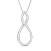 Thumbnail Image 3 of Pear-Shaped Lab-Created Emerald and White Sapphire Intertwining Infinity Three-in-One Pendant in Sterling Silver