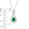 Thumbnail Image 4 of Pear-Shaped Lab-Created Emerald and White Sapphire Intertwining Infinity Three-in-One Pendant in Sterling Silver