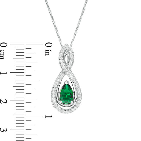 Pear-Shaped Lab-Created Emerald and White Sapphire Intertwining Infinity Three-in-One Pendant in Sterling Silver Pear-Shaped Lab-Created Emerald and White Sapphire Intertwining Infinity Three-in-One Pendant in Sterling Silver