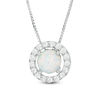 Thumbnail Image 1 of 7.0mm Lab-Created Opal and White Sapphire Frame Three-in-One Pendant in Sterling Silver