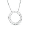 Thumbnail Image 3 of 7.0mm Lab-Created Opal and White Sapphire Frame Three-in-One Pendant in Sterling Silver