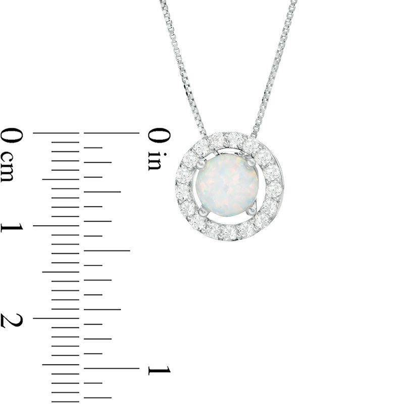 Main Image 4 of 7.0mm Lab-Created Opal and White Sapphire Frame Three-in-One Pendant in Sterling Silver