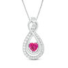Thumbnail Image 0 of 6.0mm Heart-Shaped Lab-Created Ruby and White Sapphire Infinity and Teardrop Three-in-One Pendant in Sterling Silver