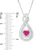 Thumbnail Image 3 of 6.0mm Heart-Shaped Lab-Created Ruby and White Sapphire Infinity and Teardrop Three-in-One Pendant in Sterling Silver