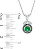 Thumbnail Image 1 of 5.0mm Lab-Created Emerald and 0.14 CT. T.W. Enhanced Black and White Diamond Leaf Top Pendant in Sterling Silver