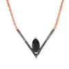 Thumbnail Image 1 of Onyx and 0.085 CT. T.W. Black Diamond Chevron Necklace in Sterling Silver with 14K Rose Gold Plate - 17&quot;